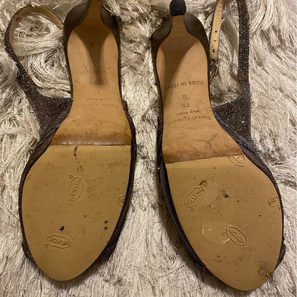 Kate Spade Silver Gold Slingback Open Toe Sandals Size 7.5 - Picture 9 of 11